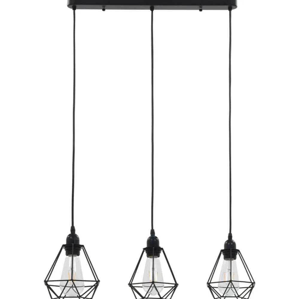 vidaXL Iluminación-Lámpara de techo con diseño de rombos negra 3 bombillas E27