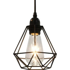 vidaXL Iluminación-Lámpara de techo con diseño de rombos negra 3 bombillas E27