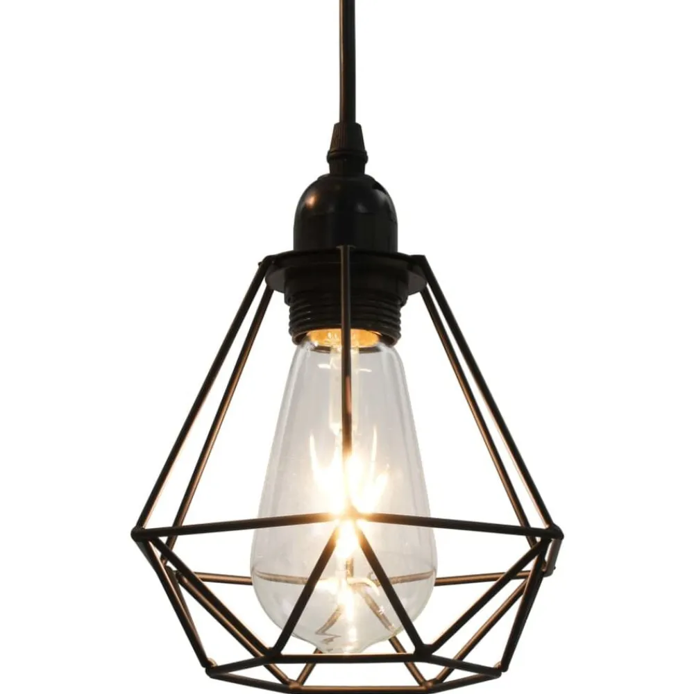 vidaXL Iluminación-Lámpara de techo con diseño de rombos negra 3 bombillas E27