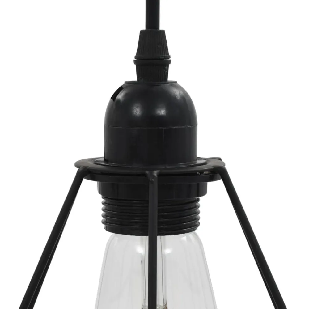 vidaXL Iluminación-Lámpara de techo con diseño de rombos negra 3 bombillas E27