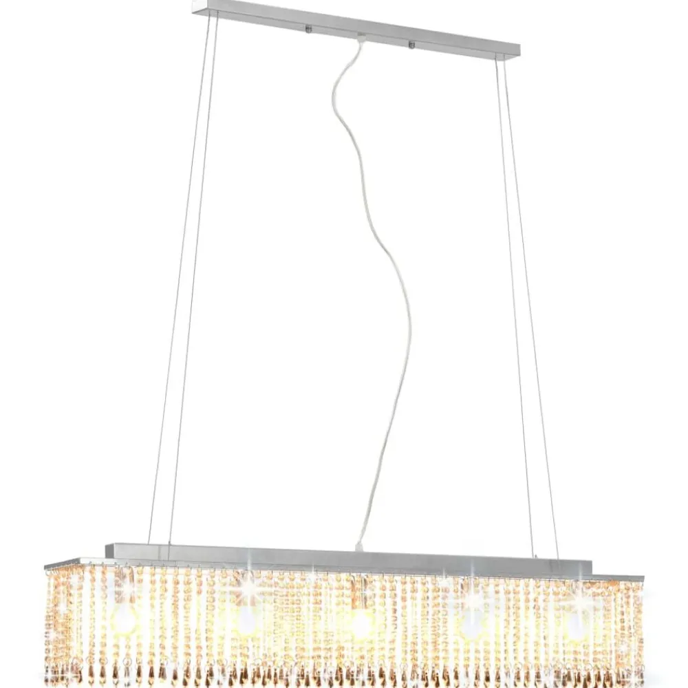 vidaXL Iluminación-Lámpara de techo con cuentas de cristal plateado 104 cm E14
