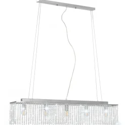 vidaXL Iluminación-Lámpara de techo con cuentas de cristal plateado 104 cm E14
