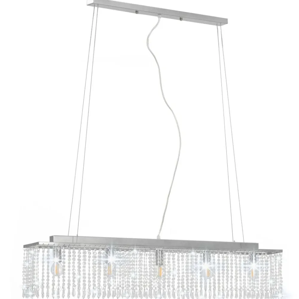 vidaXL Iluminación-Lámpara de techo con cuentas de cristal plateado 104 cm E14