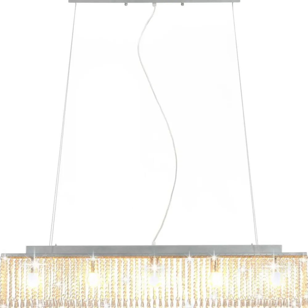 vidaXL Iluminación-Lámpara de techo con cuentas de cristal plateado 104 cm E14