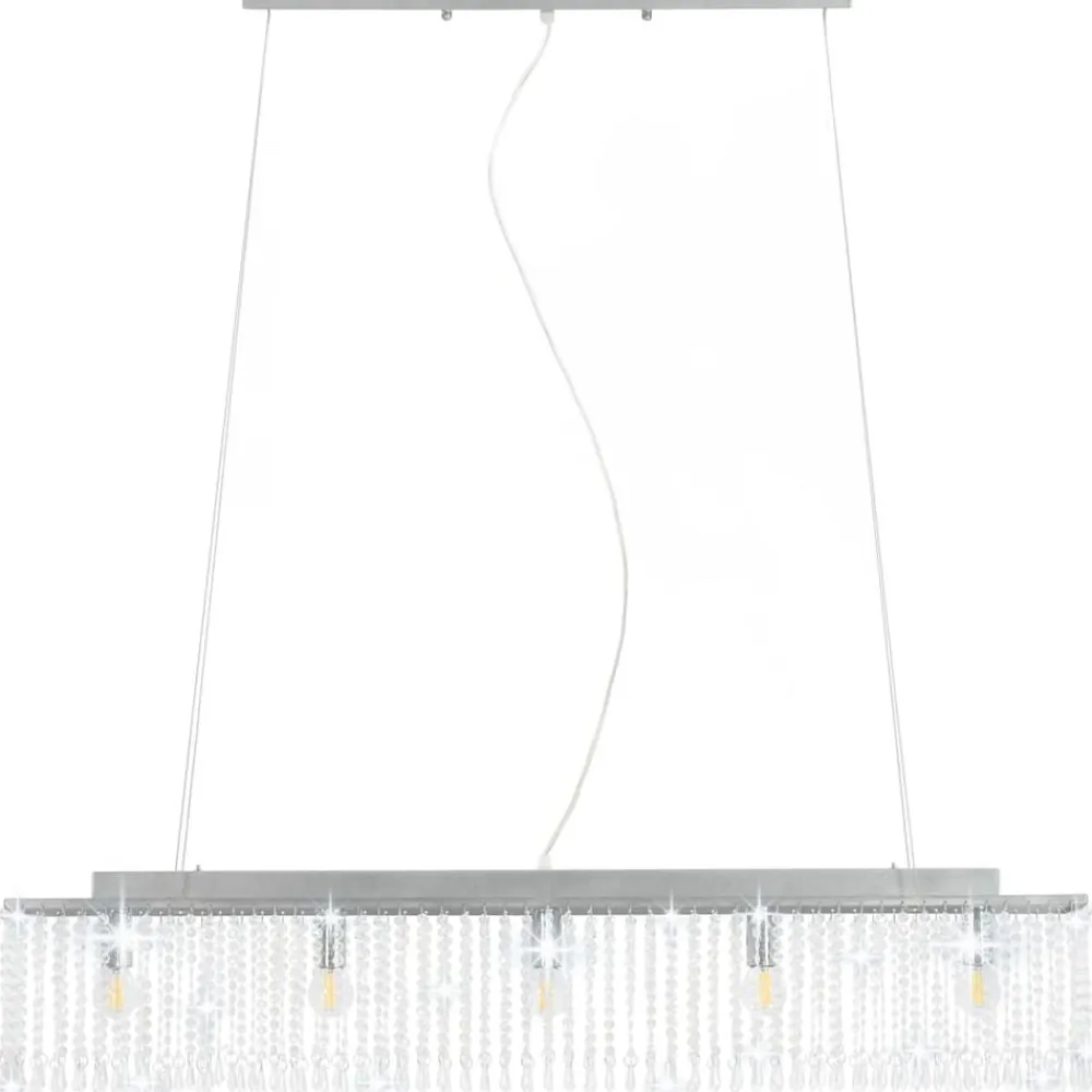 vidaXL Iluminación-Lámpara de techo con cuentas de cristal plateado 104 cm E14