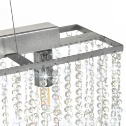 vidaXL Iluminación-Lámpara de techo con cuentas de cristal plateado 104 cm E14