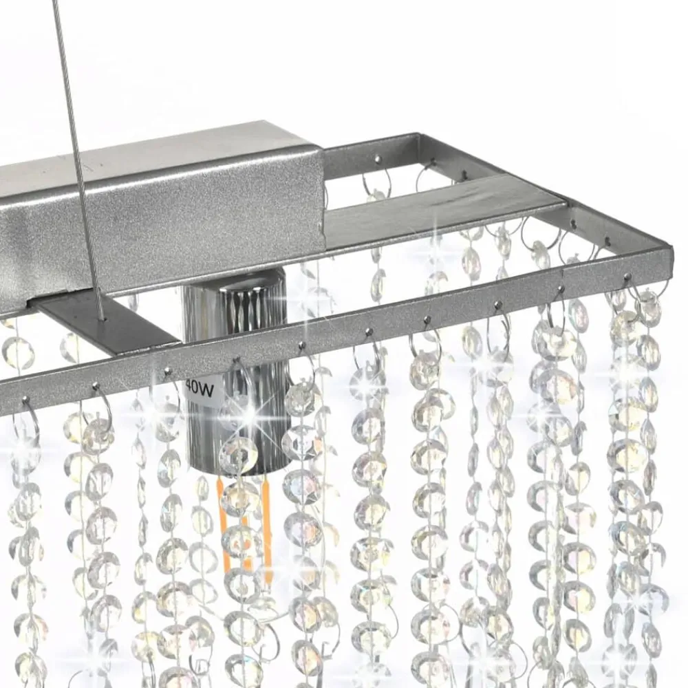 vidaXL Iluminación-Lámpara de techo con cuentas de cristal plateado 104 cm E14
