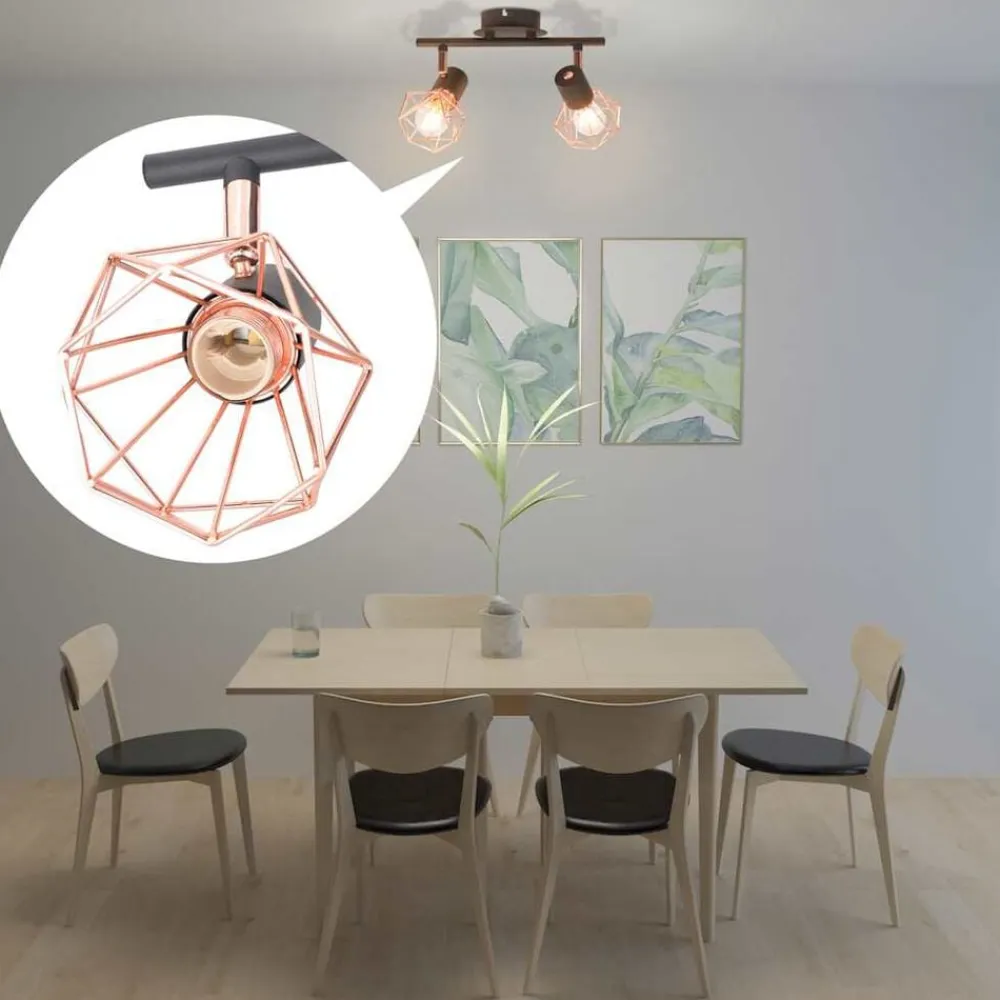 vidaXL Iluminación-Lámpara de techo con 2 bombillas LED de filamento 8 W