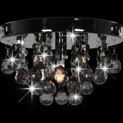 vidaXL Iluminación-Lámpara de techo con cuentas ahumadas redonda G9