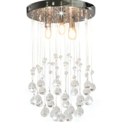 vidaXL Iluminación-Lámpara de techo con cristales plateado esférica 3 bombillas G9