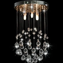 vidaXL Iluminación-Lámpara de techo con cristales plateado esférica 3 bombillas G9