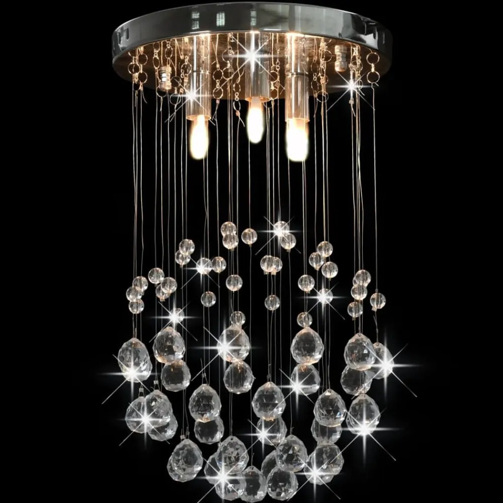 vidaXL Iluminación-Lámpara de techo con cristales plateado esférica 3 bombillas G9