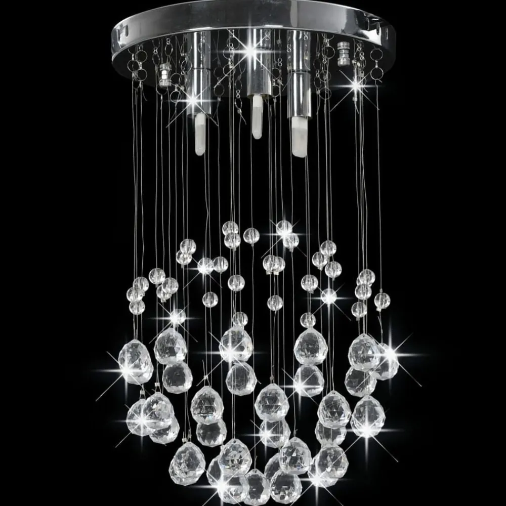 vidaXL Iluminación-Lámpara de techo con cristales plateado esférica 3 bombillas G9