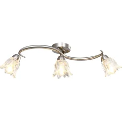 vidaXL Iluminación-Lámpara de techo con pantallas vidrio tulipán 3 bombillas E14
