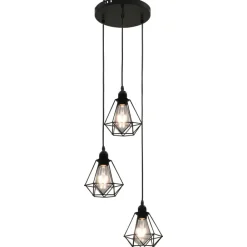 vidaXL Lámpara de techo con diseño de rombos negra 3 bombillas E27 Hot