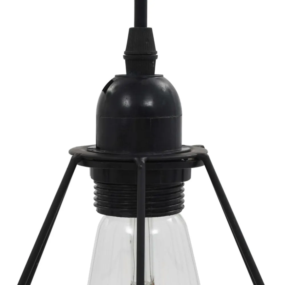 vidaXL Lámpara de techo con diseño de rombos negra 3 bombillas E27 Hot