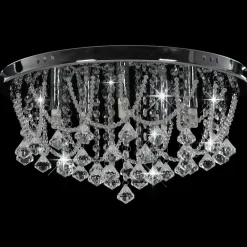 vidaXL Iluminación-Lámpara de techo con cristales plateado redonda 4 bombillas G9