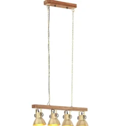 vidaXL Lámpara de techo industrial madera de mango latón E27 Hot