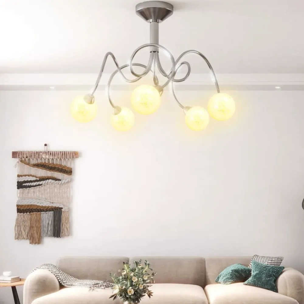 vidaXL Lámpara de techo pantallas cristal redonda 5 bombillas LED G9 Online