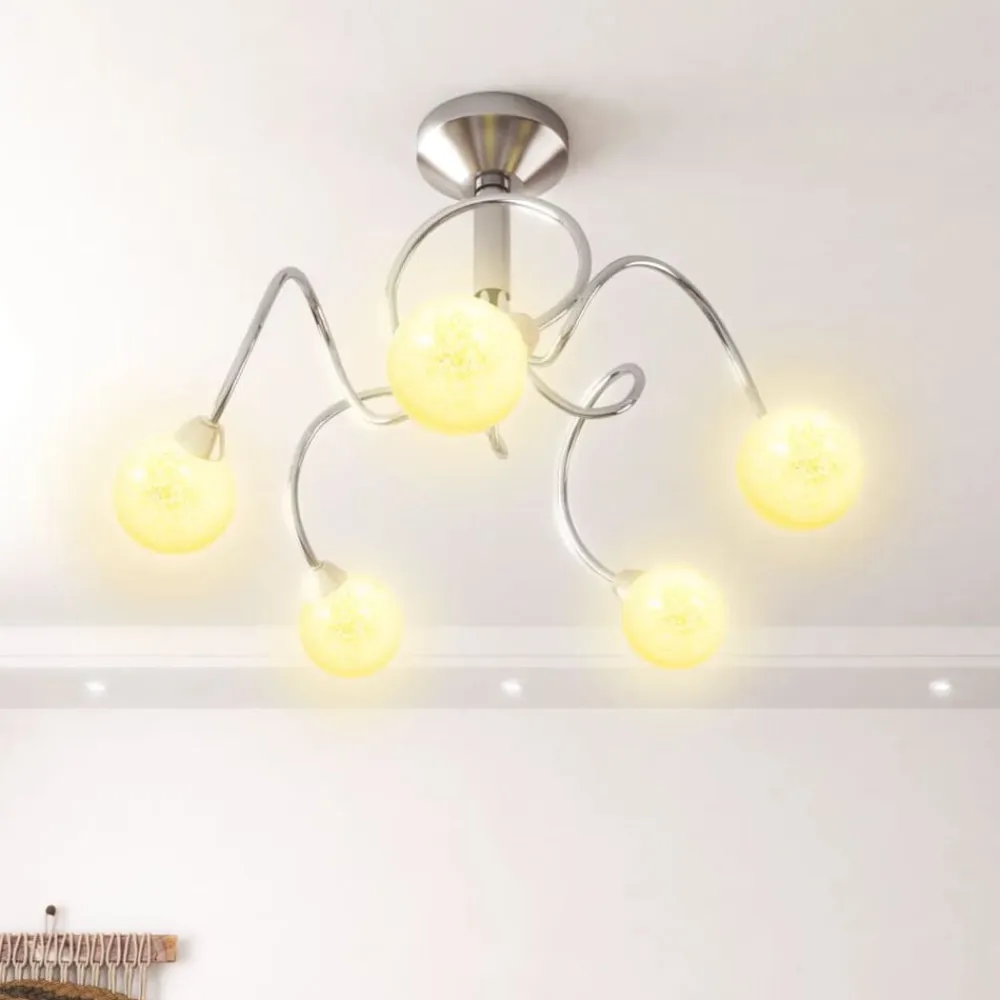 vidaXL Lámpara de techo pantallas cristal redonda 5 bombillas LED G9 Online