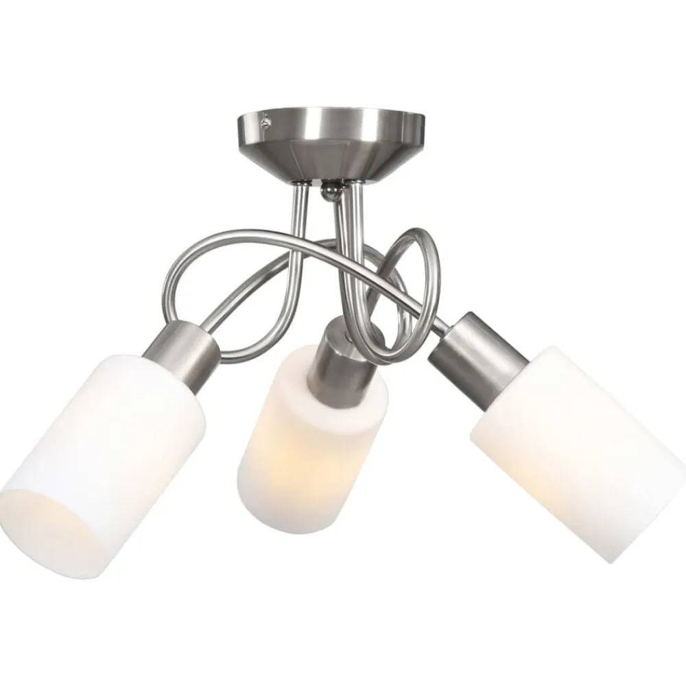 vidaXL Iluminación-Lámpara de techo pantallas cerámica cono blanco 3 bombillas E14