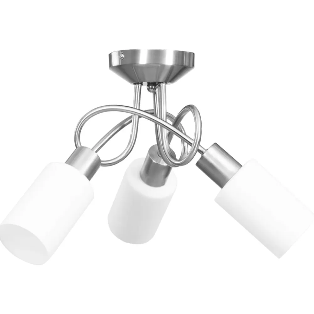 vidaXL Iluminación-Lámpara de techo pantallas cerámica cono blanco 3 bombillas E14