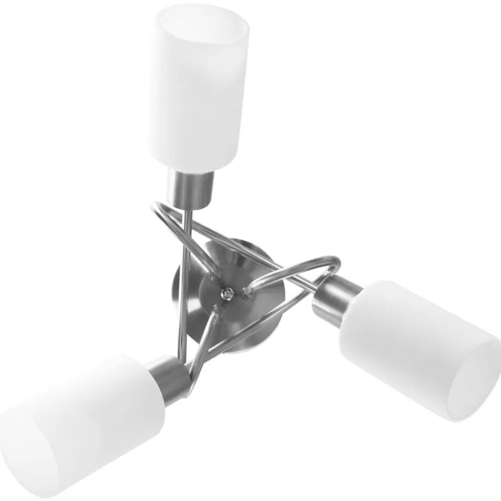 vidaXL Iluminación-Lámpara de techo pantallas cerámica cono blanco 3 bombillas E14