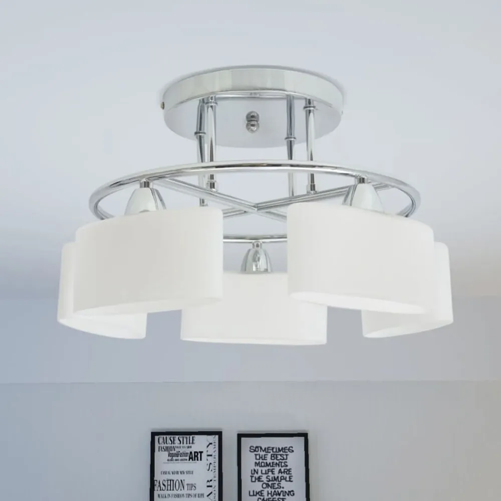 vidaXL Iluminación-Lámpara de techo pantalla cristal elipse 5 bombillas E14 200 W