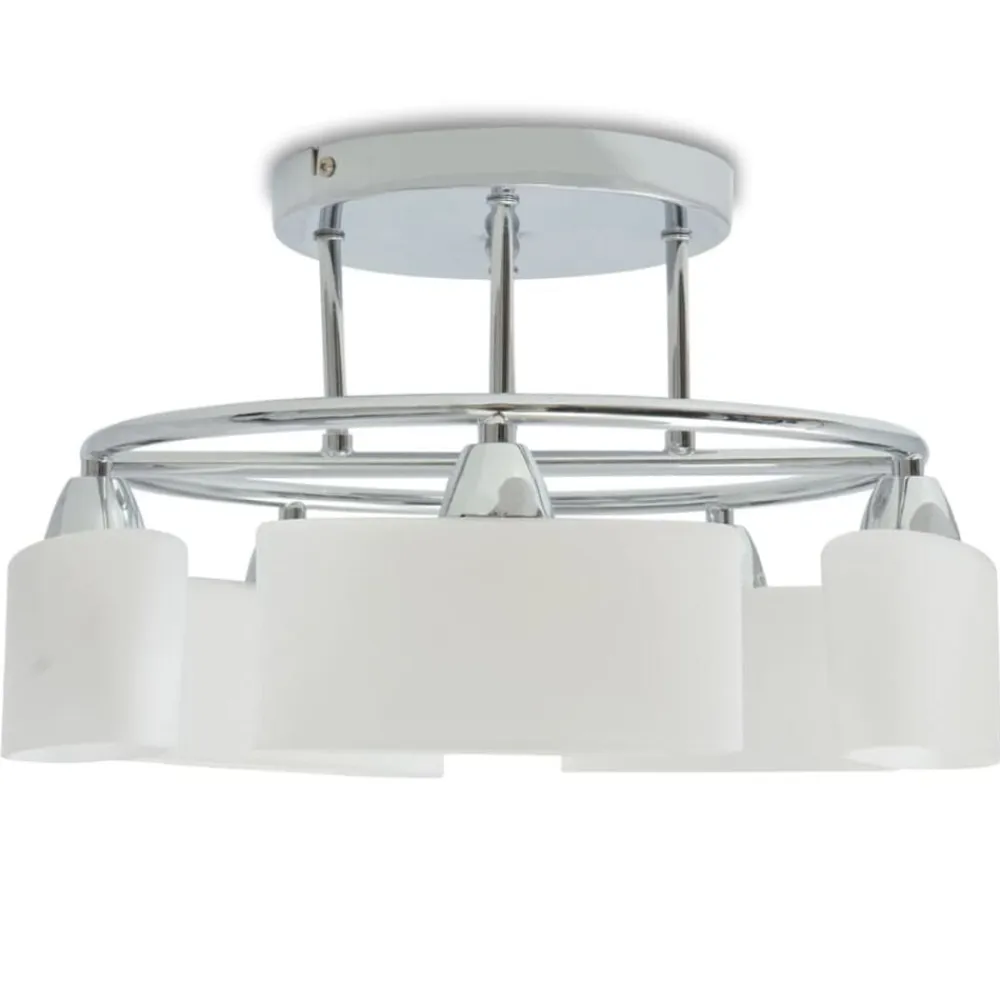 vidaXL Iluminación-Lámpara de techo pantalla cristal elipse 5 bombillas E14 200 W