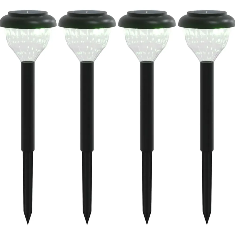 vidaXL Lámpara solar de camino picos tierra 4 uds blanco calido y RGB Blanco cálido New