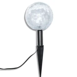 vidaXL Iluminación-Lámparas de bola jardín LED anclajes y paneles solares 3 uds