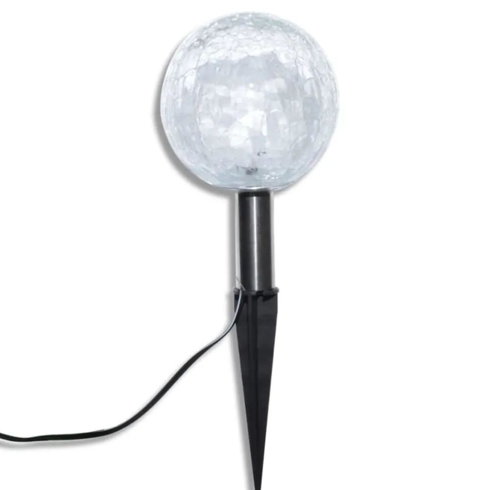 vidaXL Iluminación-Lámparas de bola jardín LED anclajes y paneles solares 3 uds