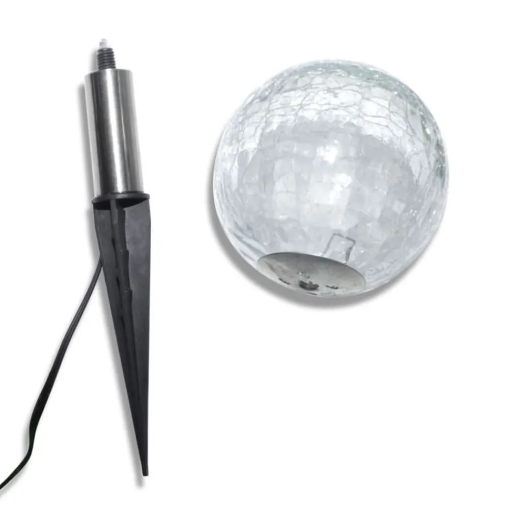 vidaXL Iluminación-Lámparas de bola jardín LED anclajes y paneles solares 3 uds