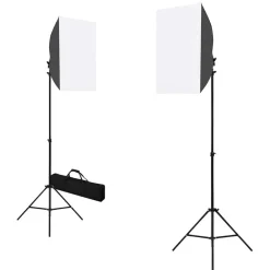vidaXL Cámaras Y Objetivos-Lámparas de estudio profesional 2 uds acero negro 40x60 cm