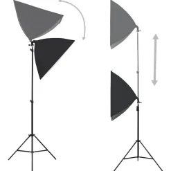 vidaXL Cámaras Y Objetivos-Lámparas de estudio profesional 2 uds acero negro 40x60 cm