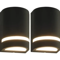 vidaXL Iluminación-Lámparas de pared de exterior 2 uds 35 W negro semicircular