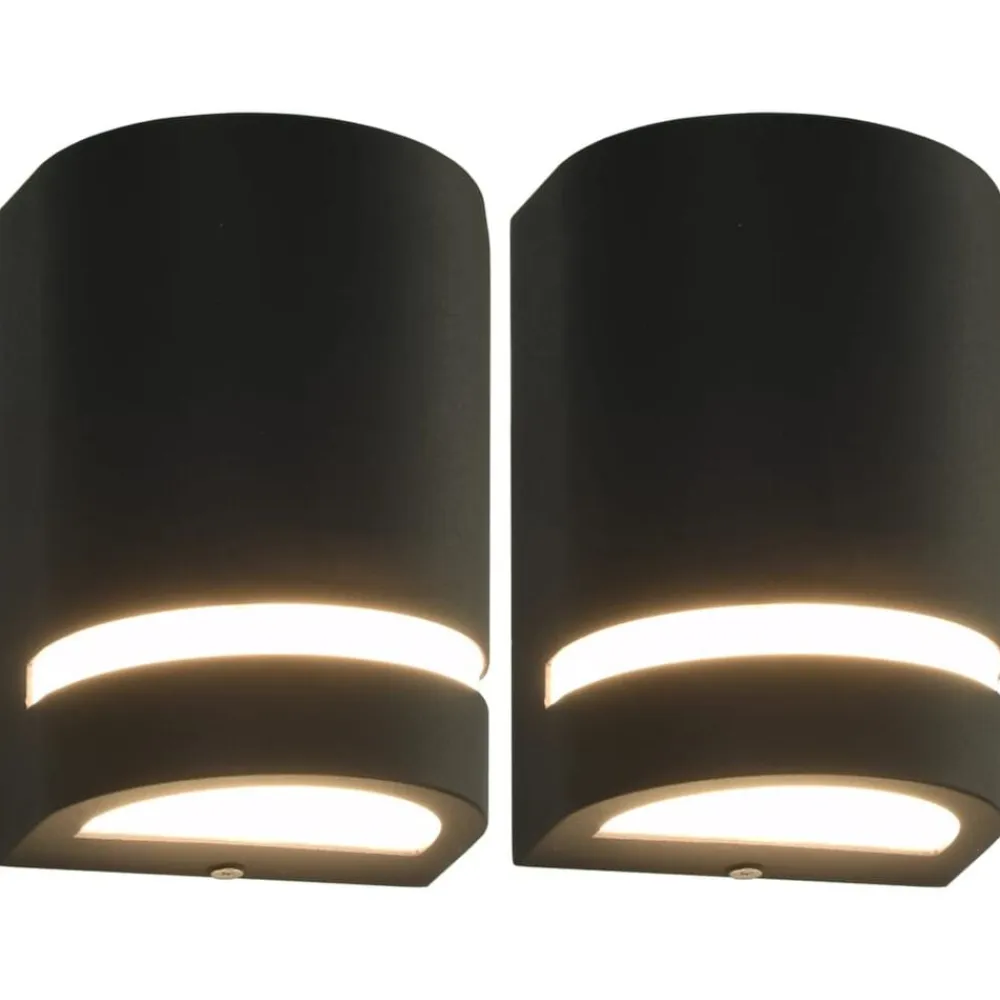 vidaXL Iluminación-Lámparas de pared de exterior 2 uds 35 W negro semicircular