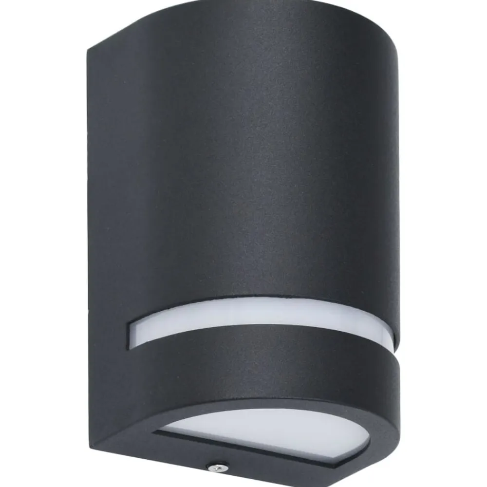 vidaXL Iluminación-Lámparas de pared de exterior 2 uds 35 W negro semicircular