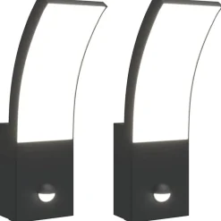 vidaXL Iluminación-Lámparas de pared LED exterior con sensor 2 uds aluminio