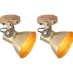 vidaXL Lámparas de pared/techo industrial 2 uds latón 20x25 cm E27 Lat&oacute;n Online
