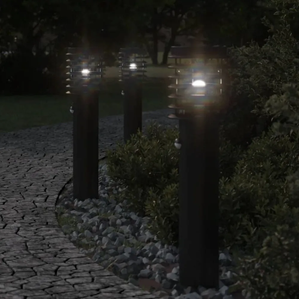 vidaXL Iluminación-Lámparas de suelo de exterior con sensor acero 60 cm