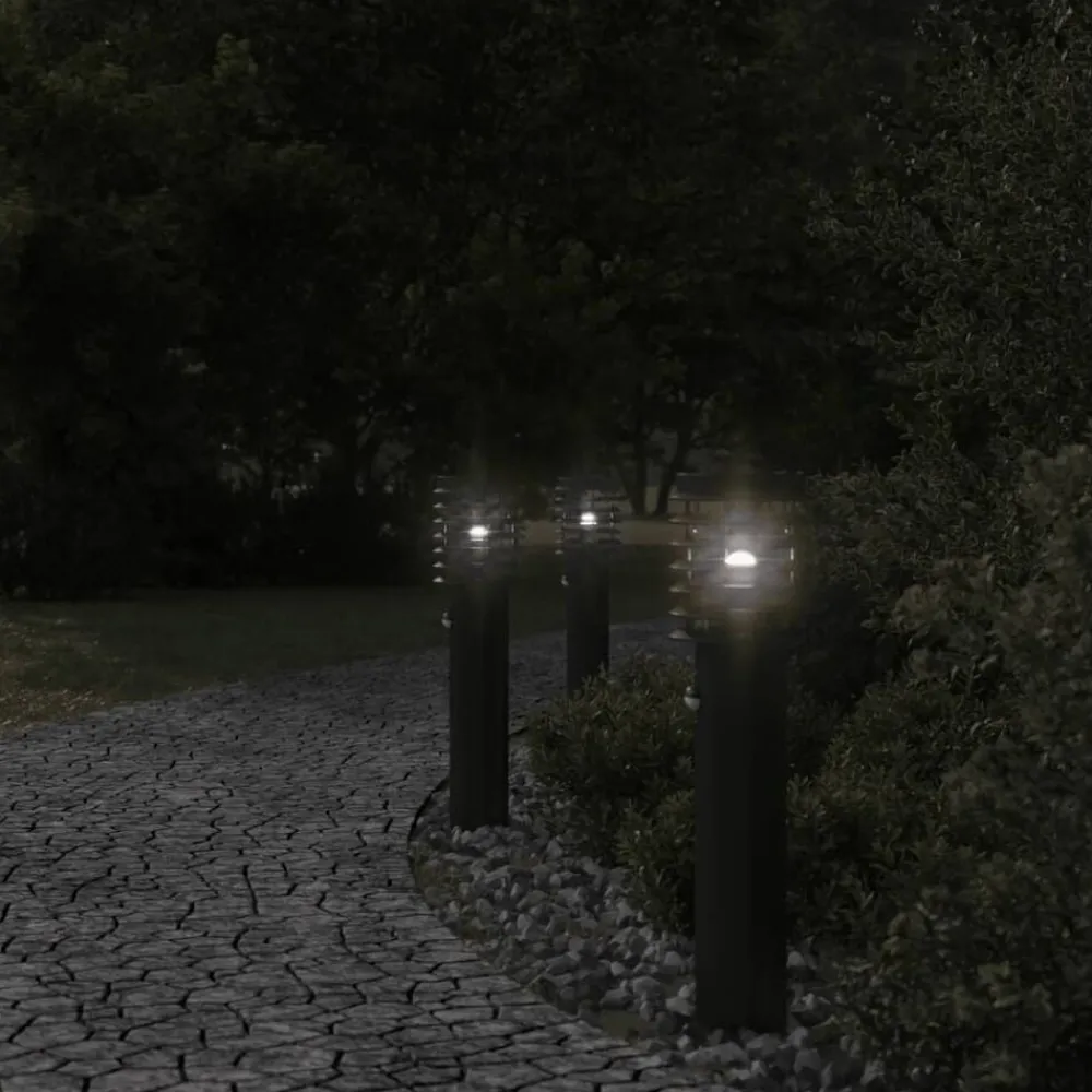 vidaXL Iluminación-Lámparas de suelo de exterior con sensor acero 60 cm