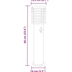vidaXL Iluminación-Lámparas de suelo de exterior con sensor acero 60 cm