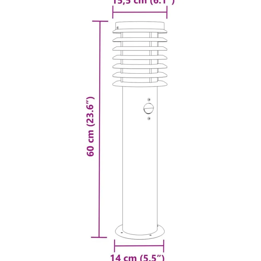 vidaXL Iluminación-Lámparas de suelo de exterior con sensor acero 60 cm