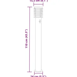 vidaXL Lámparas de suelo de exterior con sensor acero inoxidable 110cm Plateado Outlet