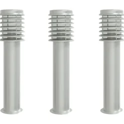 vidaXL Iluminación-Lámparas de suelo de exterior 3 unidades acero inoxidable 60 cm