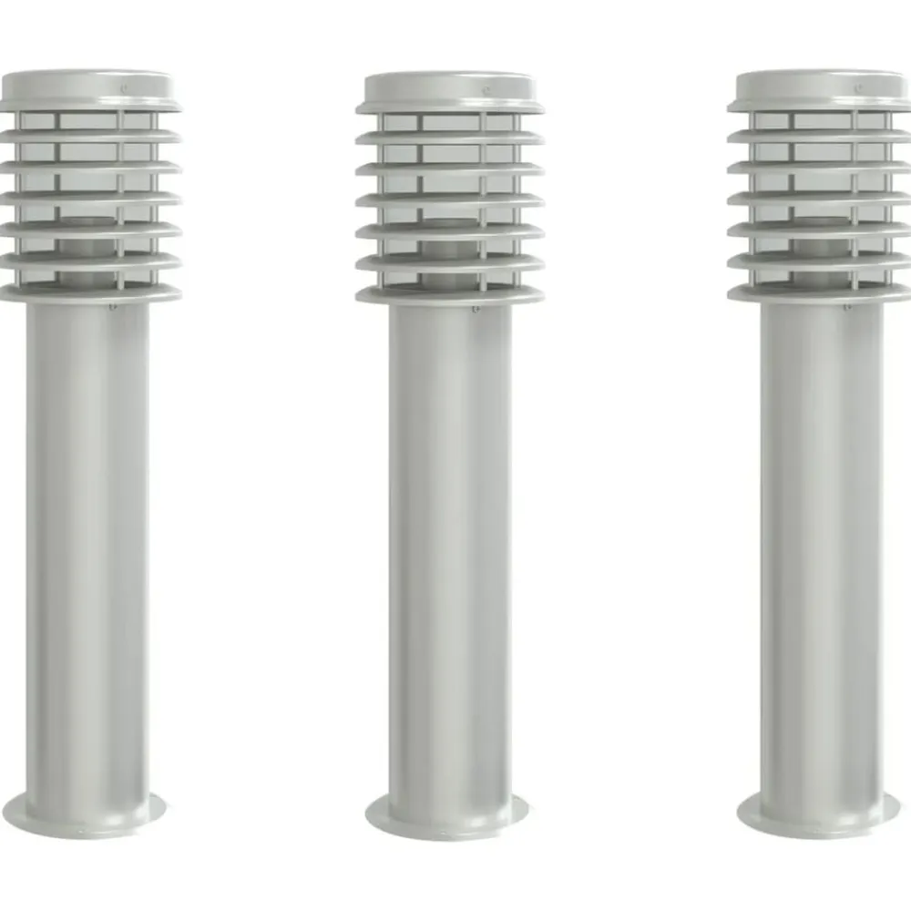 vidaXL Iluminación-Lámparas de suelo de exterior 3 unidades acero inoxidable 60 cm