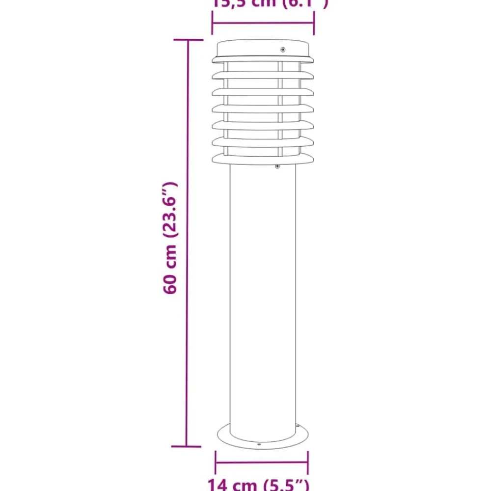 vidaXL Iluminación-Lámparas de suelo de exterior 3 unidades acero inoxidable 60 cm