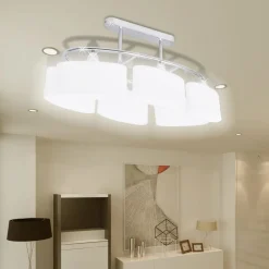 vidaXL Iluminación-Lámparas de techo 4 uds con pantalla de cristal elipsoidal E14