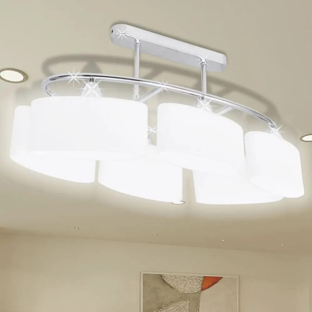 vidaXL Iluminación-Lámparas de techo 4 uds con pantalla de cristal elipsoidal E14